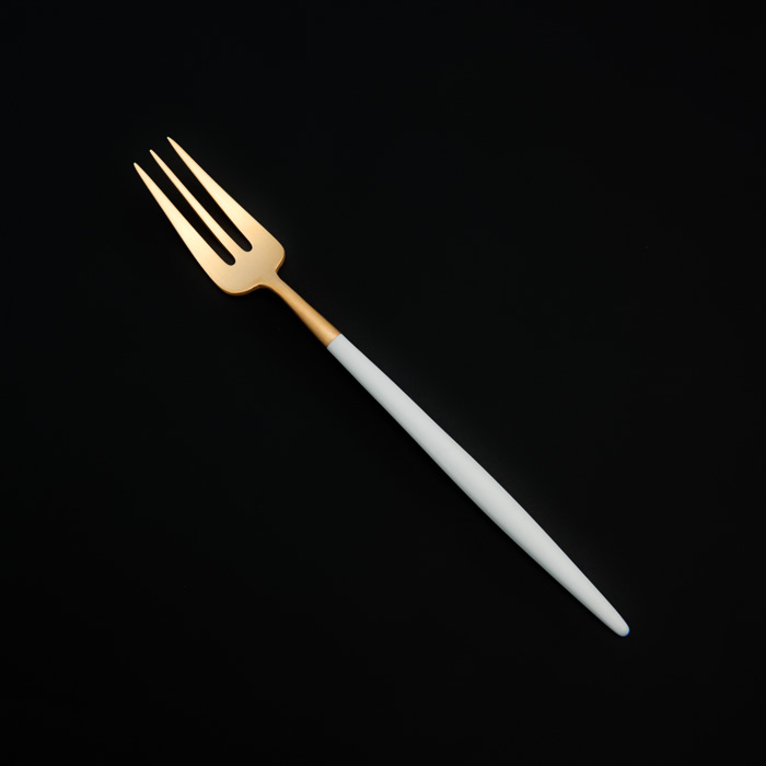 Athena White/Gold Canapé Fork
